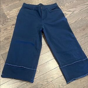 Frye Nightfall Navy Wide Leg Raw Hem Boho Pants Size 8 Navy Blue pockets